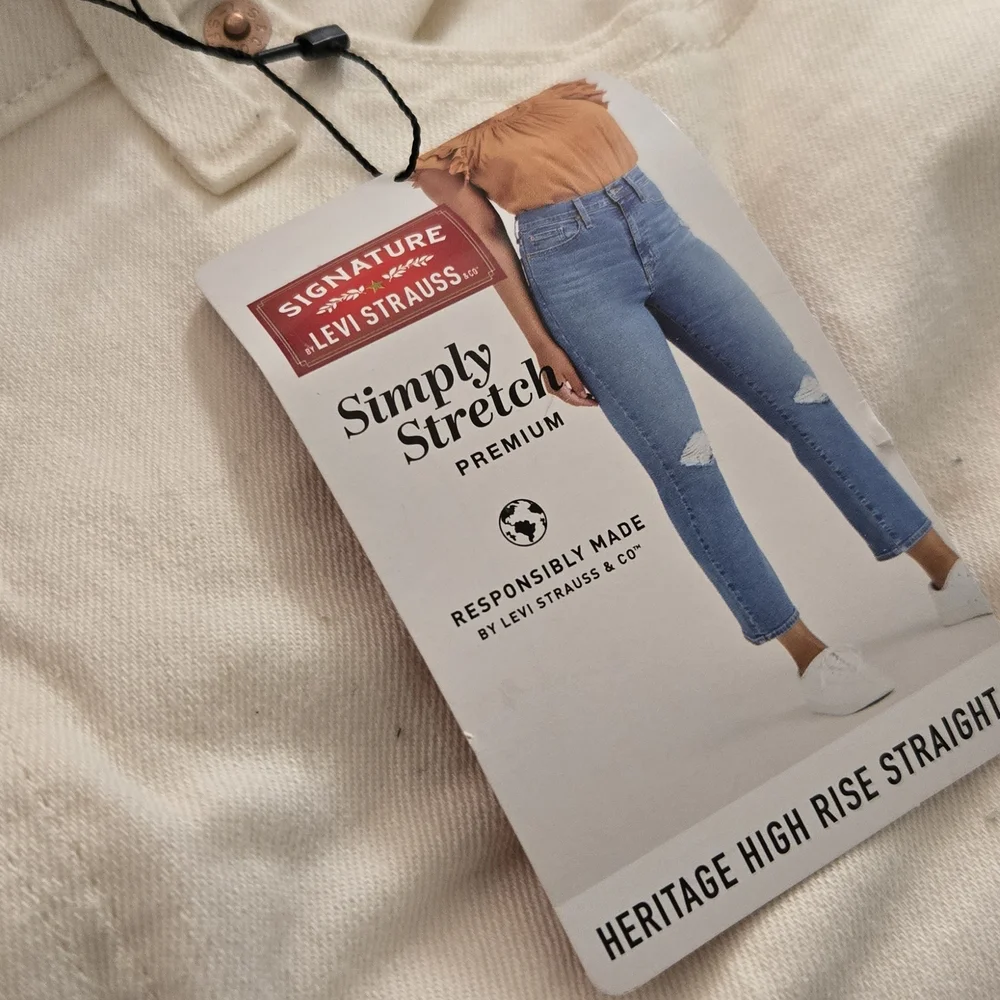 Signature by Levi Strauss Heritage High Rise Straight Leg Cream Jeans 948 - Picture 5 of 5